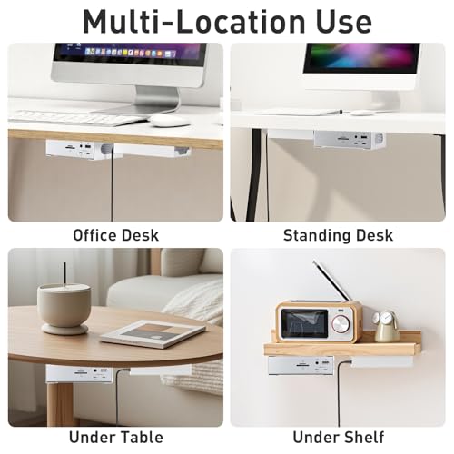 Under Desk Holder for Thunderbolt 4 Dock/Thunderbolt 3 Dock and Power Cable, Under Desk Iron Storage Rack for TS4 / TS3 Plus, No Drill, Easy Install with All Hardware Included, White by DUDUXI - Image 7