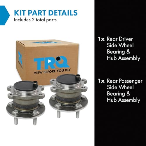 Image of TRQ Rear Driver and Passenger Side Wheel Bearing and Hub Assembly Set 2 Piece Compatible with 2014-2018 Ford Transit Connect