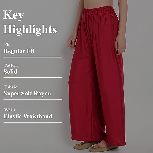 Image of Go Gazab - Stylish Women's Palazzo: Trendy Rayon Solid Color Ethnic Wear Palazzo