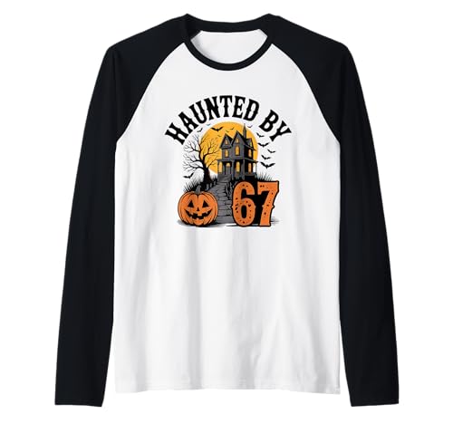 67 Meme Halloween Haunted Spooky - Six Seven Gen Alpha Z Raglan Baseball Tee