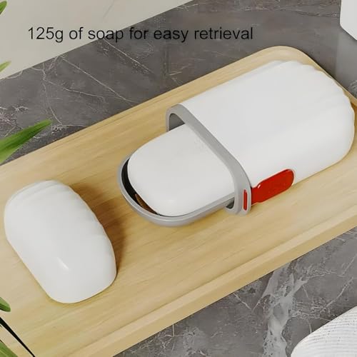 Image of Plastic Wall Mounted Double Layers Soap Dish Saver with Drain Tray, Adhesive Sponge Holder No-Drilling Soap Holder for Shower Bathroom Kitchen - Multicolour (White)