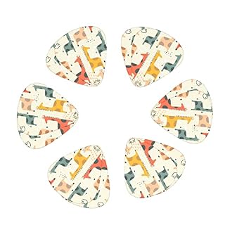 Lot de 12 médiators de guitare avec boîte Motif girafe abstraite Gris - Les Beatles, Paul McCartney, John Lennon, RIngo Starr, George Harrison Lot de 12 médiators de guitare avec boîte Motif girafe abstraite Gris – Image 2