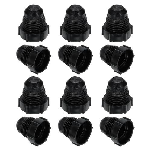 PATIKIL Tappo Filettato Plastica 3/8, 12Pz 5/8-18Unf Tappi Arresto Valvola Raccordo Tubo Svasato Sae da 45 Gradi, Filettatura Maschio per Tubo Condizionatore Aria, Raggi Gas, Nero