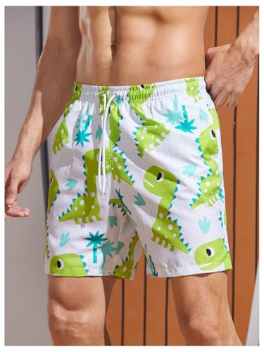 SOLY HUX Men's Swim Trunks Cute Cartoon Print Drawstring Waist Board Shorts Bathing Suits with Pockets2