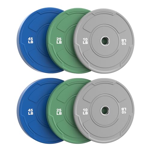 Sportsroyals 2-Inch Olympic Bumper Plates Set, Virgin Rubber, 160LB set