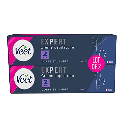VEET EXPERT - Lot de 2 Crème Dépilatoire Poils Tenaces - Corps & Jambes - Agit en 2min - 200ml