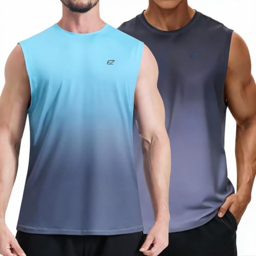 Image of EZRUN Men's Workout Sleeveless Shirts Quick Dry Muscle Swim Shirt Gym Fitness Running Beach Tank Tops