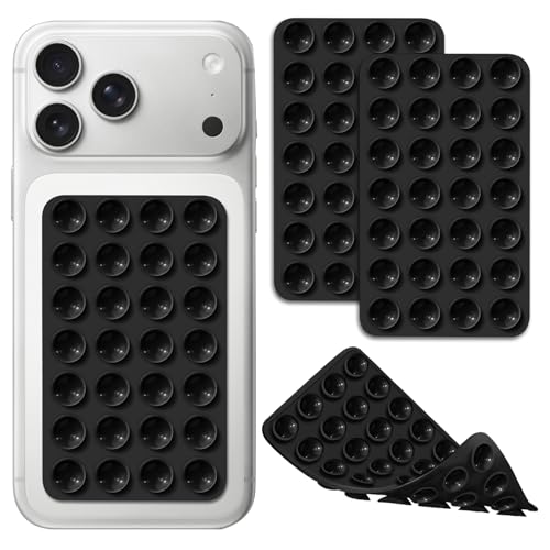 Hlija 2 Pack Silicone Octo Cup Buddy Sticky Grip Holder for Cellphone, Double Sided Suction Phone Case Mount Phone Accessories Strong Grip Holder for Selfie and Video - Black