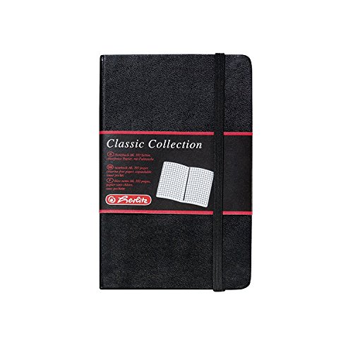 Herlitz Geschäftsbuch in Lederoptik, schwarz, A6, 96 Blatt (kariert)