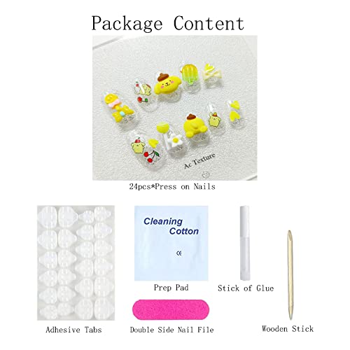 24 Pcs Cute Medium Press On Nails Almond With Candy And Ice-Cream, Silver Glitter False Nails With Glue, Kawaii Cartoon Animal Reusable Press On Nails For Women And Girls #TOP3