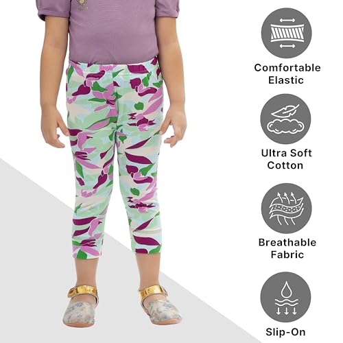 comfycute Pure Cotton Capri for Girls Kids | Stretchable Non-Transparent Soft & Comfortable, Breathable Skin-Friendly, Regular Fit, Bottom Wear for Daily Use - Image 2 thumbnail