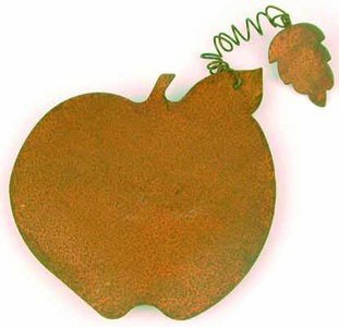Factory Direct CraftGroup of 2 Rusty Tin Apple Shape Cutout Candle Tacks for Embellishing Candles, Organizing Boards, and Decor