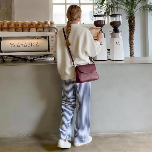 Image of befen Genuine Leather Saddle Crossbody Bags for Women with RFID Blocking, Small Flap Cross Body Purse Hangbags