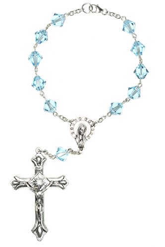 Austrian Crystal or Glass One Decade POCKET OR AUTO (Clasp for Hanging) Rosary - Includes Holy Card, Birth month meaning when applicable - Gift Idea