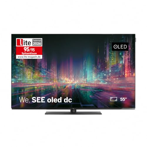 LOEWE We. See 55 Zoll OLED-TV, Dual Channel, Smart TV (Dolby Vision, 60 W Dolby Atmos, HDMI 2.1 120 Hz VRR, Apple AirPlay, Matter, Bluetooth Remote, extra flaches Monitor-Design)