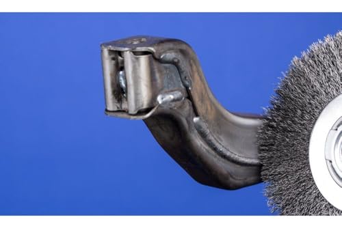 Image of PFERD Power Crimped Wire Wheel Brush, Medium Face, Round Hole, Carbon Steel Bristles, 8 inch Diameter, 0.014 inch Wire Size, 2 inch Arbor, 4500 Maximum RPM - Part 81128