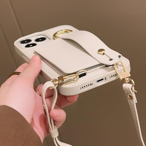 Étui avec porte-cartes iPhone 12 doté d'un anneau en cuir rotatif