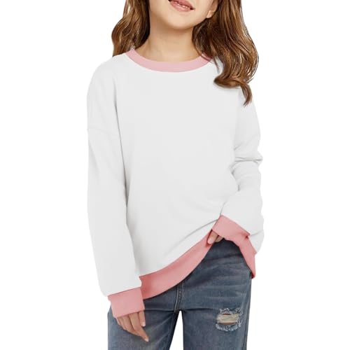 Girls Casual Crew Neck Sweatshirts Kids Long Sleeve Oversized Fashion Pullover Tops 5 to 14 Years