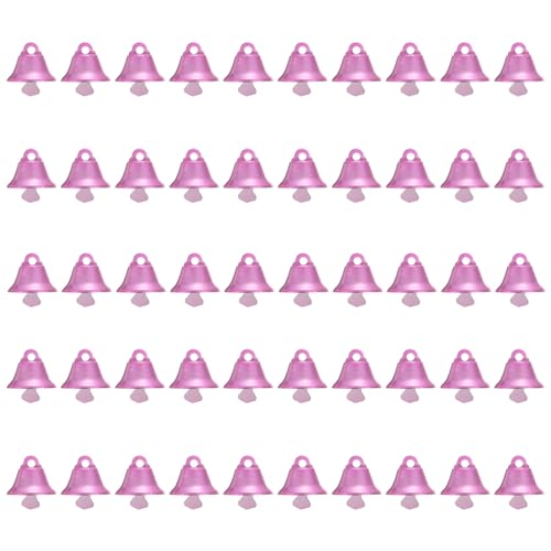 PATIKIL Mini Craft Bells, 50 Pcs Jingle Bells 0.9" Metal Hanging Bells for DIY Party Wedding Home Decoration Christmas, Pink