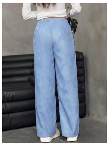 WDIRARA Girl's Cartoon Graphic Baggy Jeans Cute Elastic Waist Wide Leg Denim Pants2