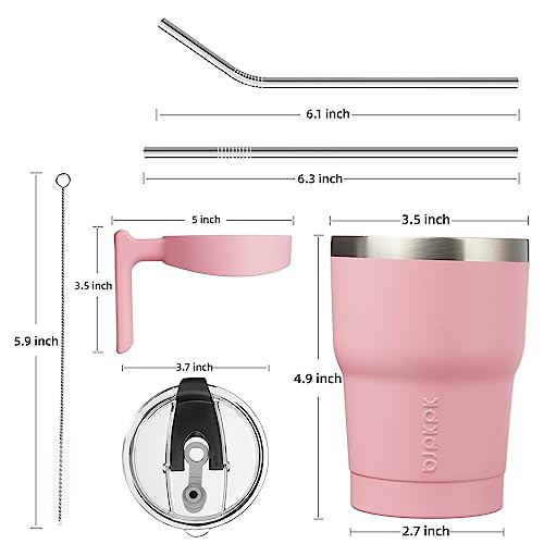 Image of BJPKPK 10 oz Mini Tumbler with Lid, Straw & Handle, Insulated Steel Cup