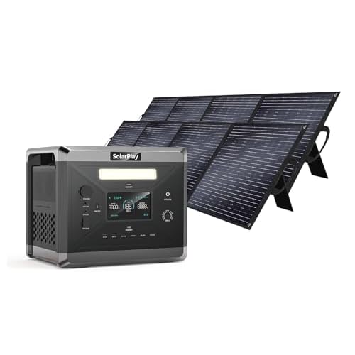 SolarPlay Portable Power Station, 2400W/2160Wh Large Capacity Solar Generator, with 2x200W Solar Panels, 4 AC Outlets (4800W Peak), Emergency Power Station for Home, Camping, Outdoor Battery Backup
