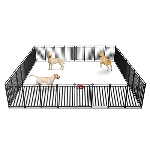 Image of New Thickened Version Dog Playpen, 43 Inch Dog Fences for The Yard, Portable Outdoor Dog Playpen for Large /Medium /Small Dogs, Foldable Metal Dog playpen, with Doors (32 Panels, 43 Inch)