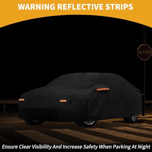 Image of All-Weather Waterproof Car Cover - UV-Resistant Outdoor Full Exterior Protection for BMW 3 Series 2016-2025 210D-PU Black with Right Side Zipper