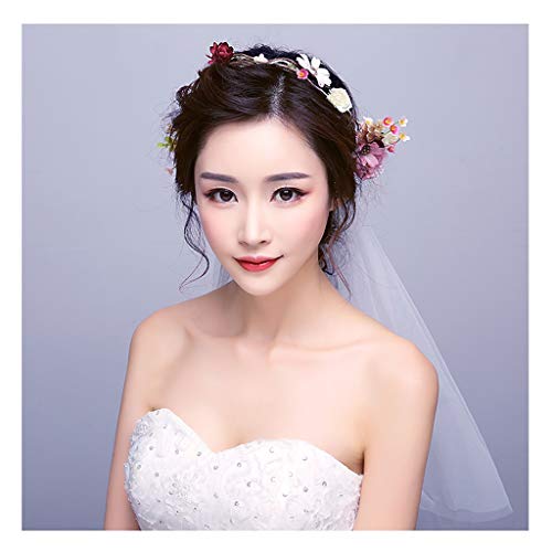 ZGP &Headdress Crown Flower Wreath Hair Band Handmade Flower Veil Korean Bride Tiara Seaside Holiday Photo Photo Headband Hair Accessories floral garland
