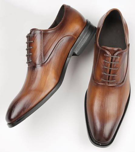 Santimon Men's Microfiber Leather Plain Toe Oxfords Shoes Fashion Dress Formal Tuxedo Wedding Shoes4