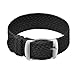 Produktbild ULLCHRO Unisex Perlon Nylon Armband mit Edelstahl Silberne Schnalle 16mm Schwarz