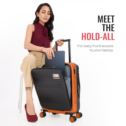 Image of Urban Jungle by Safari Hold-All Premium Small (55cm) Trolley Bag with Laptop Compartment, Polycarbonate Cabin Suitcase with 8 Silent Wheels & TSA Lock,Hardside Travelling Luggage for Men&Women(Orange)