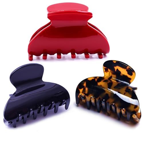 3-Pack Medium Claw Clips (Tortoiseshell, Black, Red)