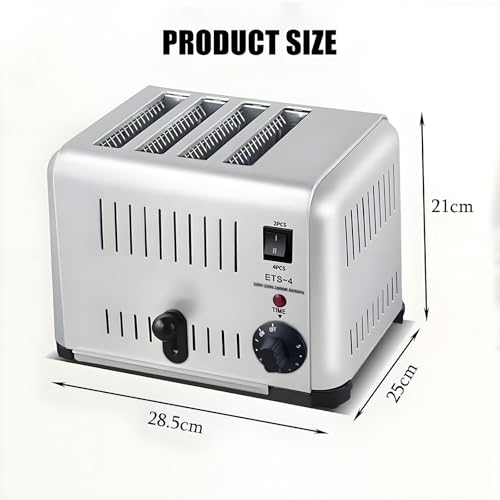 Commercial Toaster, with Wide Baking Slots 4/6 Slice Toaster Bread Machine Toaster, Stainless Steel, Five Speed Adjustable, for Home,4Slices - Image 3