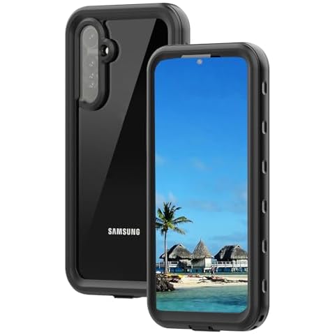 Sfulatdc IP68 Waterproof Case, Dustproof Shockproof Snowproof with Built in Screen and Camera Lens Protector Lanyard Full Body Protective Cover Compatible with Samsung Galaxy A54 Black/Clear Cover