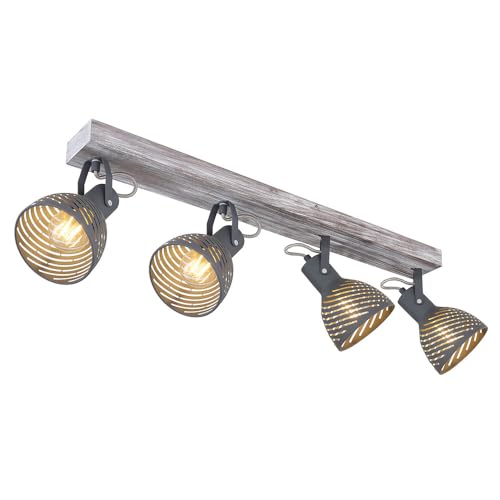 Deckenleuchte Deckenlampe verstellbar Spotleiste Gitter Design grau Holz L 80 cm
