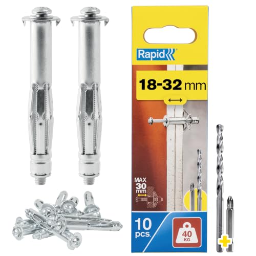 Rapid 10 Tasselli in Metallo per Cartongesso Spessore 18-32 mm, fino a 40kg