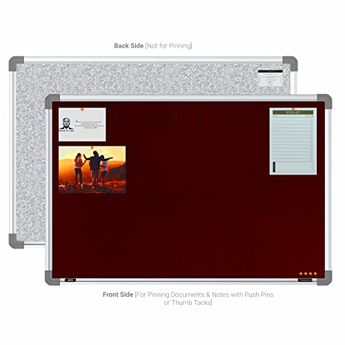 Image of Scholar Art Metis 2x3 Feet Fabric Pin-up Board for Wall & Study Table | High Strength Velvet Cloth + High Density Soft Board for Pinning Photos, Sticky Notes & Reminders (Maroon)