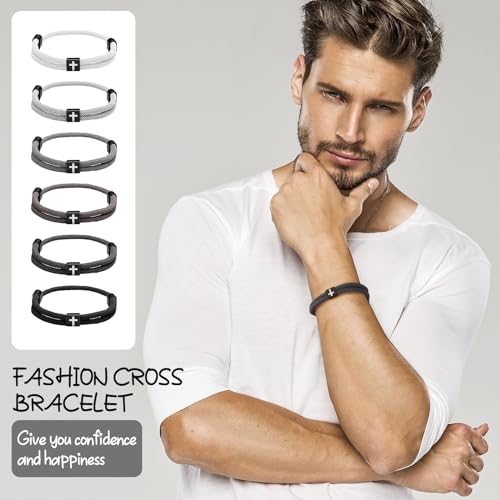 Landical LANDICAL- STRAND-EDVG97941 6 Pcs Braided Cross Bracelet Men Women Adjustable Rope Jesus Bracelet thumb #2
