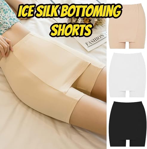 NALACAL 3Pcs Safety Shorts, Anti Chafing Bike Shorts, Double-Layer Front Crotch Ice Silk Bottoming, Boxer Briefs, Underwear for Women and Girls, L Size