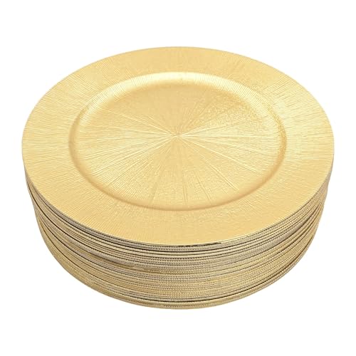 Set de 50 Platos Cargadores Redondos Dorados 13 pulgadas miniatura 1