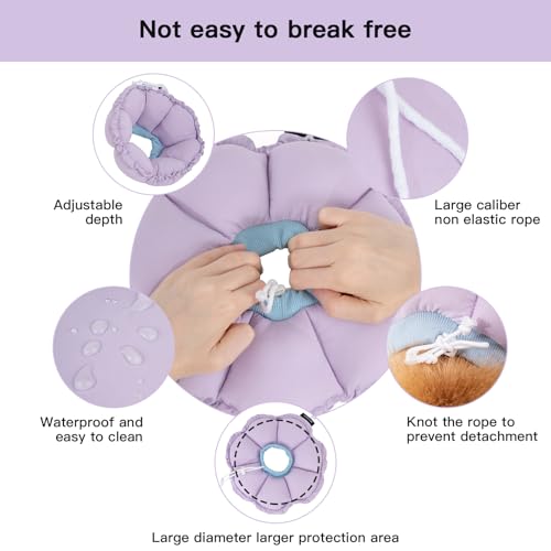 Image of H HIDREAM Soft Dog Cones for Medium Dogs,Cute Adjustable Cone for Dogs to Stop Licking,Dog Recovery Collars & Cones that can Protect Head and Foot Wounds,Purple Flower All-Season Style