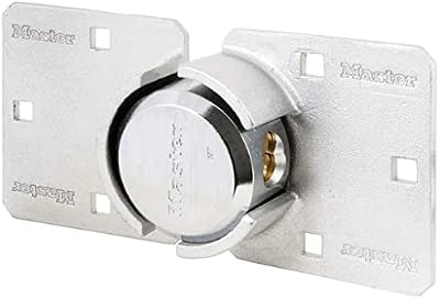 Master lock MLK736E Alta Seguridad, Candado para Puertas de Camionetas, Candado Redondo y Aldaba, Óptimo para furgonetas, Camiones, Puertas y máquinas expendedoras, Plateado, 11,4 cm x 23 cm x 4,2 cm