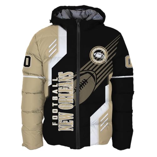 Mens Football Comfort Colors Custom Name Number Lightweight Water-Resistant Down Jacket Puffer Coat S-5XL