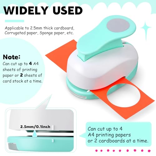 Image of CHENGU 6 Pcs Circle Punch Set 3in /2in /1.5in /1in /0.6in /0.3in Scrapbook Hole Punchers Crafting with 10 Sticker Paper Round Cutter Scrapbook for Office Supplies DIY Albums Photos(Mint Green)