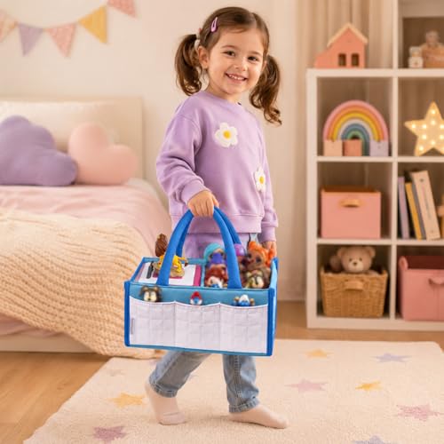 Image of SFYBYHEART Kids Carrying Tote Compatible with Toniebox 1 & 2, Padded Storage Organizer for Audio Player Figures, Starter Set, Headphones & Accessories, Lightweight Travel Bag