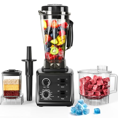 3-in-1 Blender and Food Processor Combo for Smoothies Shakers, 1500W(32000 RPM) Professional Blenders for Kitchen, Adjustable Speed, 68oz BPA-Free Plastic Jar, 30s Self-Cleaning (68 oz)