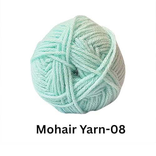Image of VCR Mohair Nylon Very Light Blue Yarn, 100 Grams Hank, 196 Meters Length, Acrylic 75%, Mohair Nylon 25%, Pack of 1 Yarn, Soft Crosia Threads, Suitable for Winter Garments.