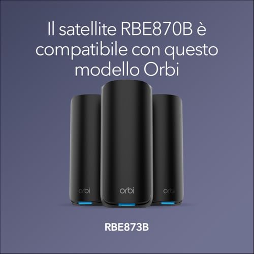 Orbi WiFi Mesh Satellite aggiuntivo, (RBE870B) WiFi 7 Tri-band Mesh, Compatibile con Orbi RBE870B, aumenta la copertura fino a 180 m2, BE21000 802.11be (fino a 21 Gbps) - Powerline - Immagine 3