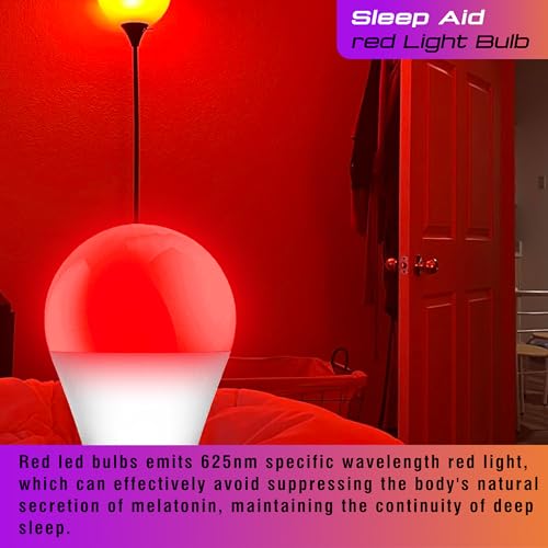Image of Red Light Bulbs for Sleep, 100% Blue Light Blocking,A15 3W Red Night Light | Red LED Bulbs 25w-40w Equivalent, E26 Base for Bedroom Sleep,Baby Nursery,Porch,Holiday Christmas Lighting,Non-Dimmable,4Pack
